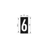 Plaque de signalisation 6, marquage blanc sur fond noir, panneau ABS à visser, 56x120mm - THIRARD