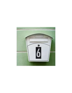 Plaque de signalisation 6, marquage blanc sur fond noir, panneau ABS à visser, 56x120mm - THIRARD