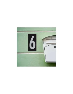 Plaque de signalisation 6, marquage blanc sur fond noir, panneau ABS à visser, 56x120mm - THIRARD
