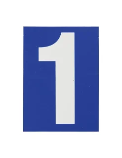 Plaque de signalisation 1, marquage blanc sur fond bleu, panneau PVC adhésif, 65x90mm - THIRARD