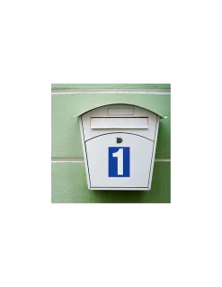 Plaque de signalisation 1, marquage blanc sur fond bleu, panneau PVC adhésif, 65x90mm - THIRARD