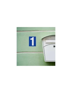 Plaque de signalisation 1, marquage blanc sur fond bleu, panneau PVC adhésif, 65x90mm - THIRARD