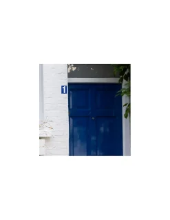 Plaque de signalisation 1, marquage blanc sur fond bleu, panneau PVC adhésif, 65x90mm - THIRARD