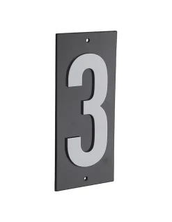 Plaque de signalisation 3, marquage blanc sur fond noir, panneau ABS à visser, 56x120mm - THIRARD