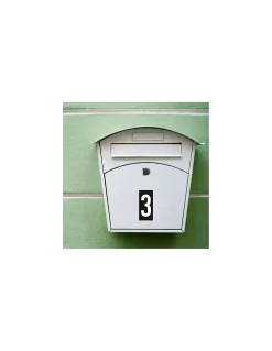 Plaque de signalisation 3, marquage blanc sur fond noir, panneau ABS à visser, 56x120mm - THIRARD