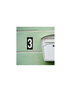Plaque de signalisation 3, marquage blanc sur fond noir, panneau ABS à visser, 56x120mm - THIRARD