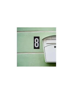 Plaque de signalisation 8, marquage blanc sur fond noir, panneau ABS à visser, 56x120mm - THIRARD