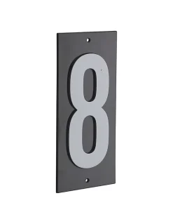 Plaque de signalisation 8, marquage blanc sur fond noir, panneau ABS à visser, 56x120mm - THIRARD