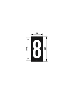 Plaque de signalisation 8, marquage blanc sur fond noir, panneau ABS à visser, 56x120mm - THIRARD