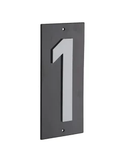 Plaque de signalisation 1, marquage blanc sur fond noir, panneau ABS à visser, 56x120mm - THIRARD