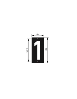 Plaque de signalisation 1, marquage blanc sur fond noir, panneau ABS à visser, 56x120mm - THIRARD