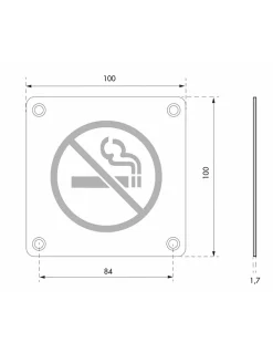 Plaque de signalisation Non Fumeur , à visser, inox brossé, marquage noir, 100x100mm - THIRARD