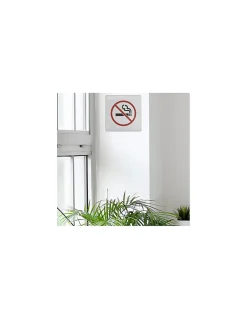 Plaque de signalisation Non Fumeur , à visser, inox brossé, marquage noir, 100x100mm - THIRARD