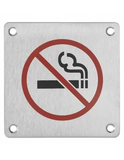 Plaque de signalisation Non Fumeur , à visser, inox brossé, marquage noir, 100x100mm - THIRARD