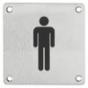 Plaque de signalisation WC Homme , à visser, inox brossé, marquage noir, 100x100mm - THIRARD