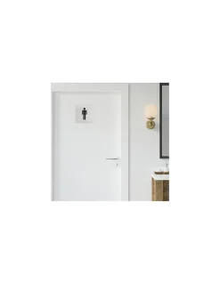 Plaque de signalisation WC Homme , à visser, inox brossé, marquage noir, 100x100mm - THIRARD