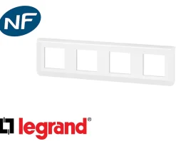 Plaque quadruple horizontale blanche Legrand Mosaic composable