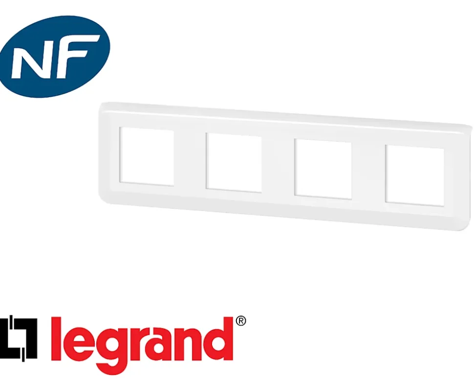 Plaque quadruple horizontale blanche Legrand Mosaic composable