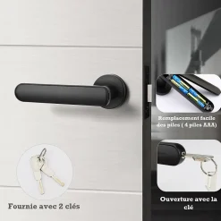 Poignée connectée à codes pour serrure de porte