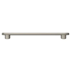Poignée de meuble arrondi GoodHome Minzh aluminium effet nickel satin gris l.153mm x l.25mm x H. 16mm entraxe 128mm