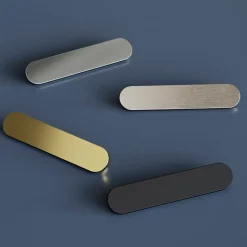 Poignée de meuble arrondi GoodHome Minzh aluminium effet laiton satin doré l.121mm x l.25mm x H. 16mm entraxe 96mm