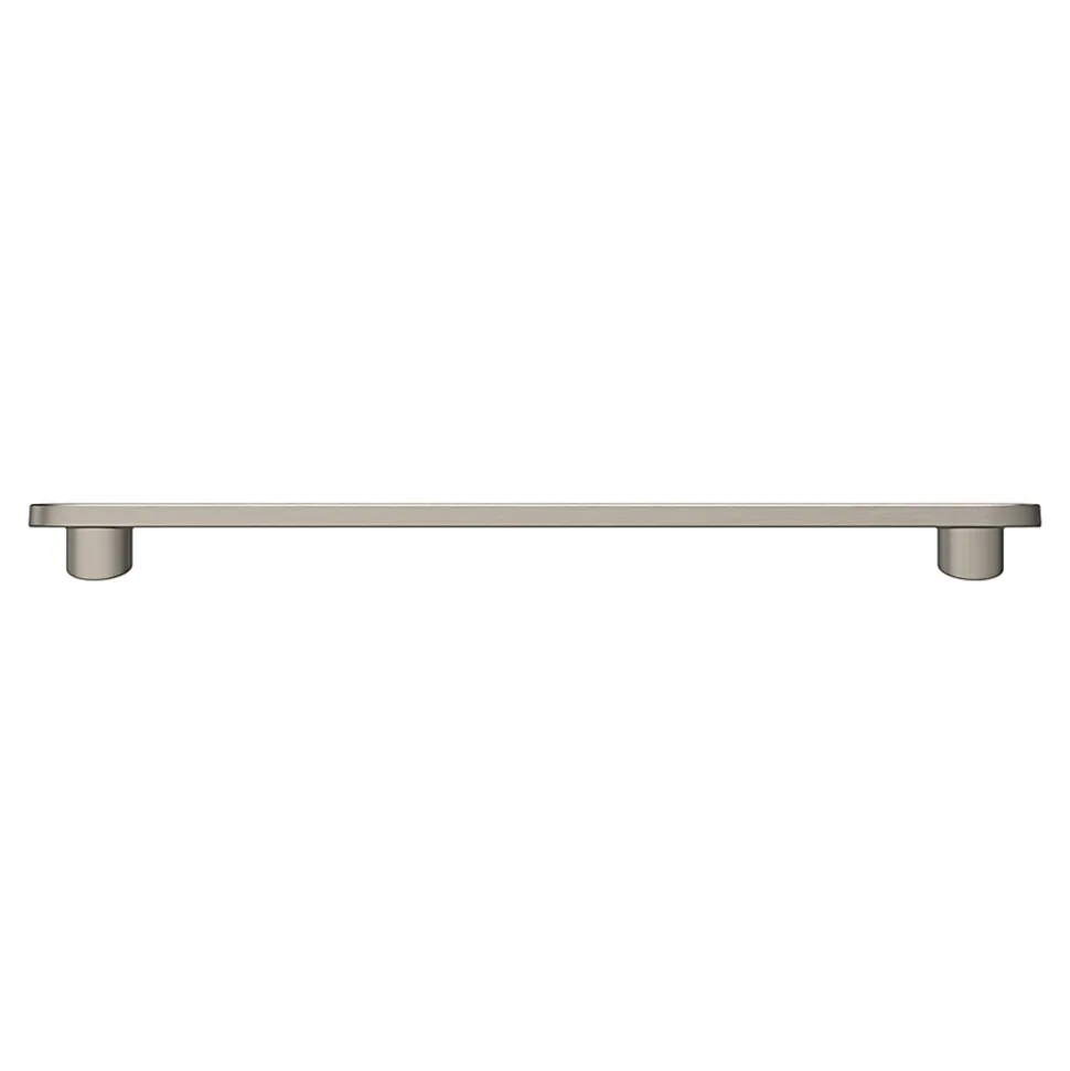 Poignée de meuble arrondi GoodHome Minzh aluminium effet nickel satin gris l.185mm x l.25mm x H. 16mm entraxe 160mm