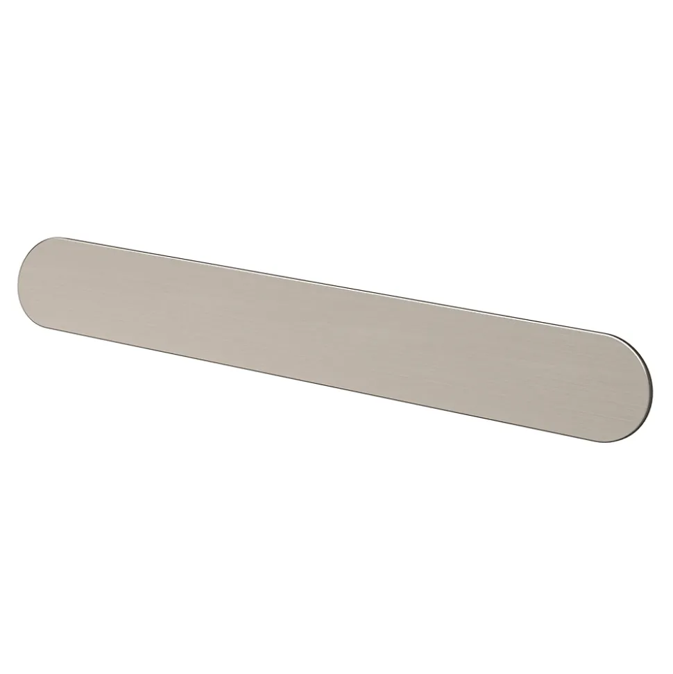 Poignée de meuble arrondi GoodHome Minzh aluminium effet nickel satin gris l.185mm x l.25mm x H. 16mm entraxe 160mm