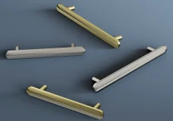 Poignée de meuble arrondi GoodHome Garlan aluminium effet nickel satin gris l.168mm x l.15mm x H. 27mm entraxe 128mm