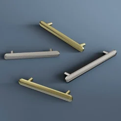 Poignée de meuble arrondi GoodHome Garlan aluminium effet nickel satin gris l.168mm x l.15mm x H. 27mm entraxe 128mm
