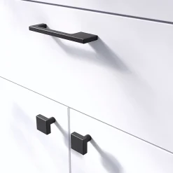 Poignée de meuble Droit GoodHome Skej aluminium mat noir l.126mm x l.7mm x H. 30mm entraxe 96mm