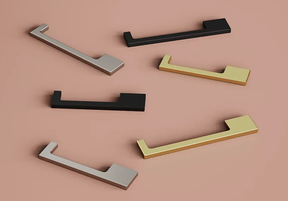 Poignée de meuble Droit GoodHome Skej aluminium mat noir l.126mm x l.7mm x H. 30mm entraxe 96mm