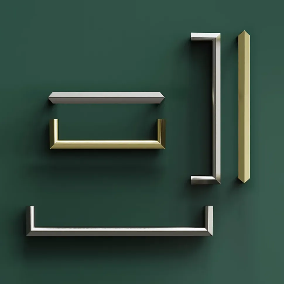 Poignée de meuble Droit GoodHome Keri effet nickel satin gris l.106mm x l.11mm x H. 27mm entraxe 96mm