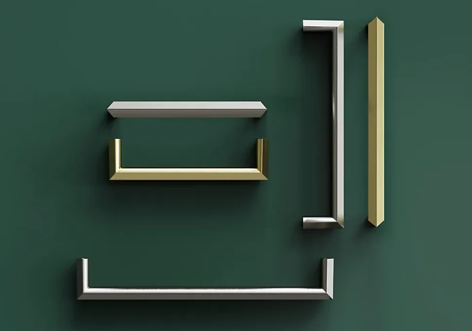Poignée de meuble Droit GoodHome Keri effet nickel satin gris l.106mm x l.11mm x H. 27mm entraxe 96mm