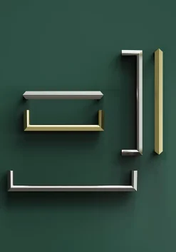 Poignée de meuble Droit GoodHome Keri effet laiton satin doré l.106mm x l.11mm x H. 27mm entraxe 96mm