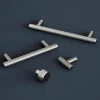 Poignée de meuble en T GoodHome Irus acier effet nickel satin gris l.168mm x l.12mm x H. 35mm entraxe 128mm