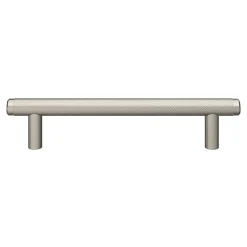 Poignée de meuble en T GoodHome Irus acier effet nickel satin gris l.168mm x l.12mm x H. 35mm entraxe 128mm