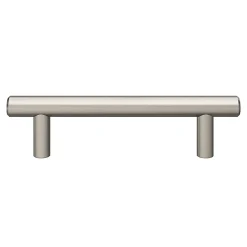 Poignée de meuble en T GoodHome Dizel acier effet nickel satin gris l.136mm x l.12mm x H. 35mm entraxe 96mm