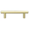 Poignée de meuble en T GoodHome Irus acier effet laiton satin doré l.136mm x l.12mm x H. 35mm entraxe 96mm