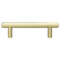 Poignée de meuble en T GoodHome Irus acier effet laiton satin doré l.136mm x l.12mm x H. 35mm entraxe 96mm