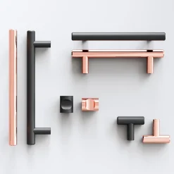 Poignée de meuble en T GoodHome Dizel acier mat noir l.168mm x l.12mm x H. 35mm entraxe 128mm