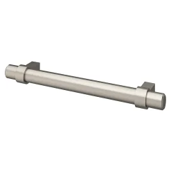 Poignée de meuble en T GoodHome Kerver acier et Zamac effet nickel satin gris l.168mm x l.18mm x H. 34mm entraxe 128mm