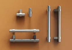 Poignée de meuble en T GoodHome Kerver acier et Zamac effet nickel satin gris l.168mm x l.18mm x H. 34mm entraxe 128mm