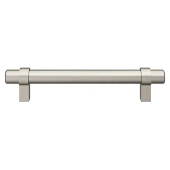Poignée de meuble en T GoodHome Kerver acier et Zamac effet nickel satin gris l.168mm x l.18mm x H. 34mm entraxe 128mm