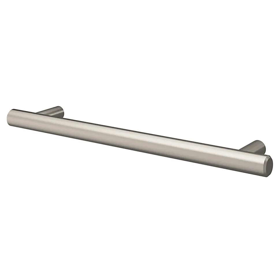 Poignée de meuble en T GoodHome Dizel acier effet nickel satin gris l.200mm x l.12mm x H. 35mm entraxe 160mm