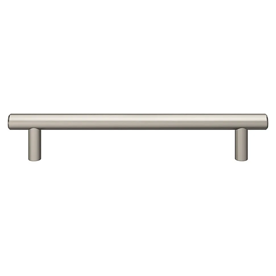 Poignée de meuble en T GoodHome Dizel acier effet nickel satin gris l.200mm x l.12mm x H. 35mm entraxe 160mm