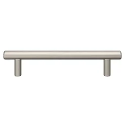 Poignée de meuble en T GoodHome Dizel acier effet nickel satin gris l.168mm x l.12mm x H. 35mm entraxe 128mm