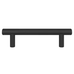 Poignée de meuble en T GoodHome Dizel acier mat noir l.136mm x l.12mm x H. 35mm entraxe 96mm