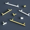 Poignée de meuble en T GoodHome Dizel acier effet laiton satin doré l.136mm x l.12mm x H. 35mm entraxe 96mm