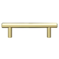 Poignée de meuble en T GoodHome Dizel acier effet laiton satin doré l.136mm x l.12mm x H. 35mm entraxe 96mm