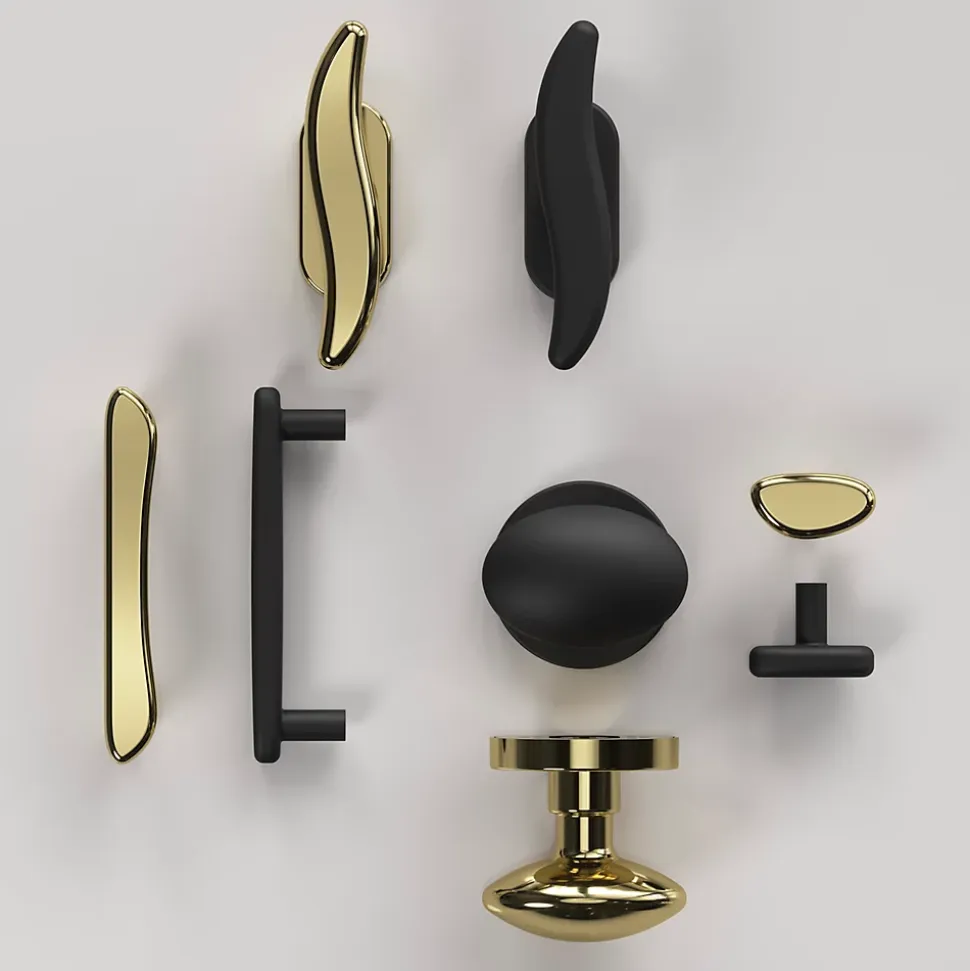Poignée de meuble en T GoodHome Armel aluminium effet laiton doré l.120mm x l.17mm x H. 30mm entraxe 96mm